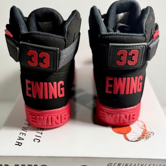 PATRICK EWING ATHLETICS KIDS GS 33 HI REBOUND Black/Black/Chinese Red Size 5 - Picture 8 of 9
